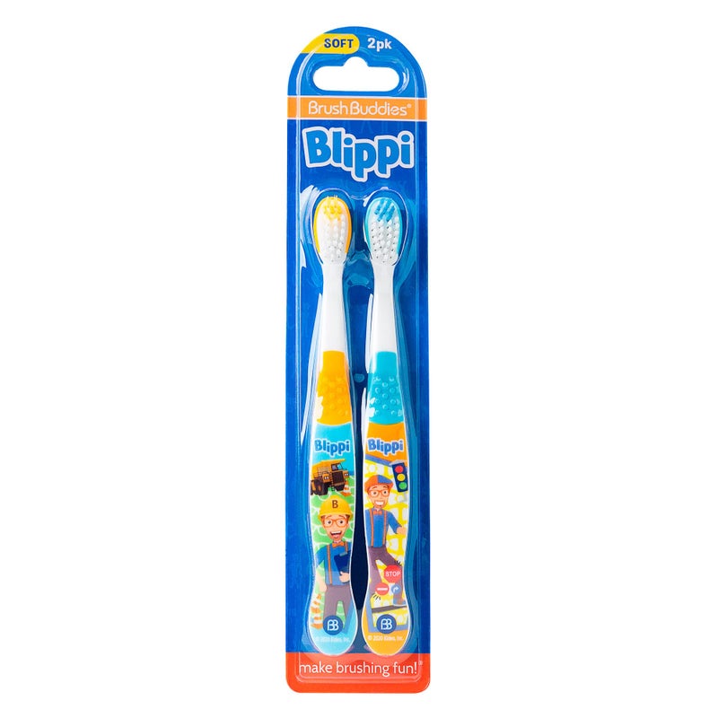 Brush Buddies Blippi Kids Toothbrushes, Manual Toothbrushes for Kids, Toothbrush for Toddlers 2-4 Years, Blippi Childrens Toothbrush, Soft Toothbrushes, 2PK - Image 1